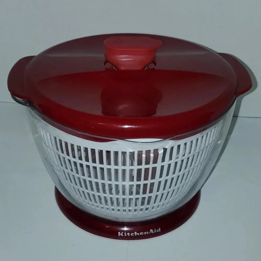 KitchenAid Salad Spinner Fruit Cleaner Mixer RED Complete w 3 Dividers & Cap